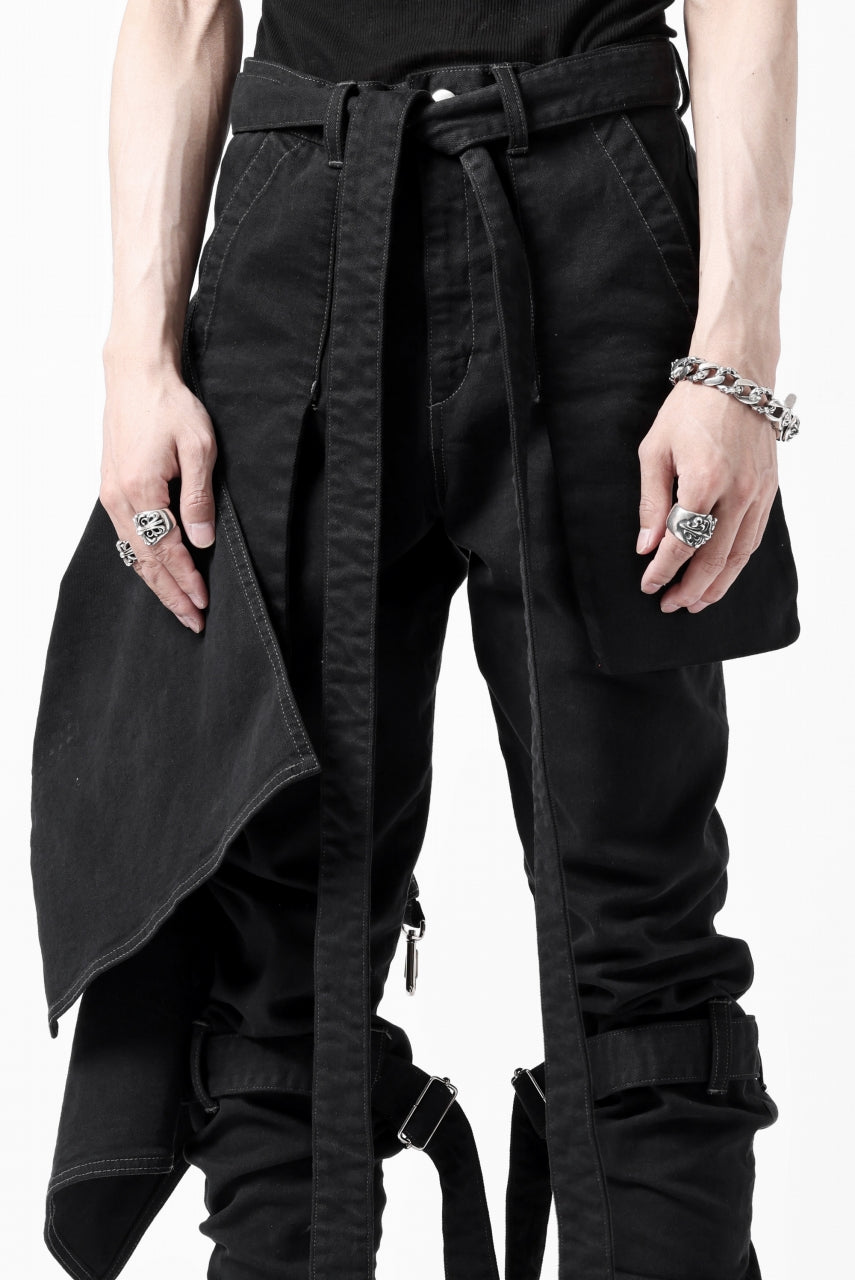 画像をギャラリービューアに読み込む, N/07 SEDITIOUS BONDAGE TROUSERS / BLEACHED BLACK DENIM (BLACK OVER DYED)