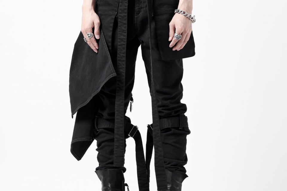 画像をギャラリービューアに読み込む, N/07 SEDITIOUS BONDAGE TROUSERS / BLEACHED BLACK DENIM (BLACK OVER DYED)