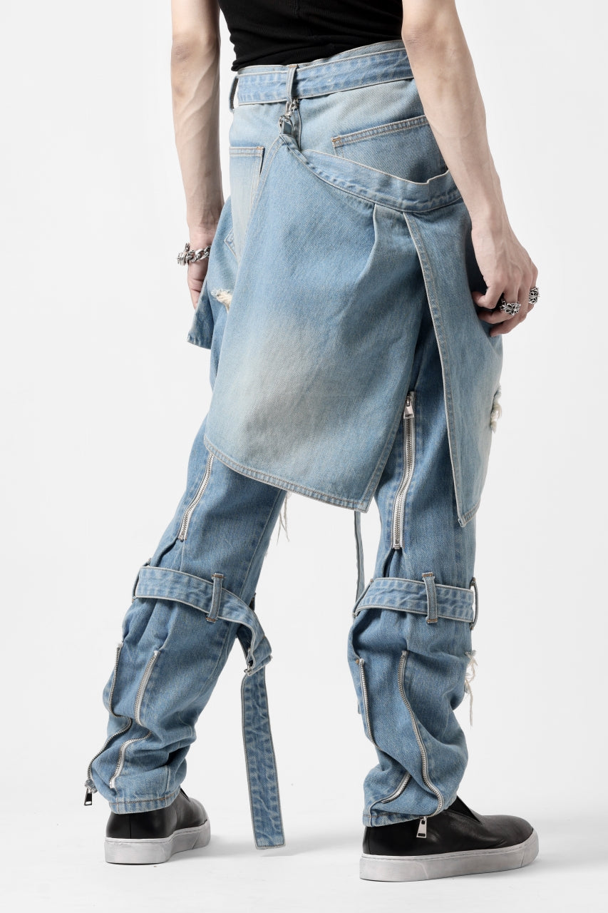 画像をギャラリービューアに読み込む, N/07 SEDITIOUS BONDAGE TROUSERS / CRUSHED BLEACH DENIM (INDIGO)