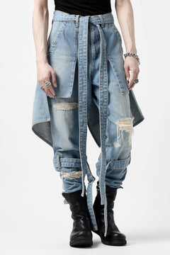 画像をギャラリービューアに読み込む, N/07 SEDITIOUS BONDAGE TROUSERS / CRUSHED BLEACH DENIM (INDIGO)
