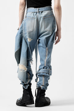画像をギャラリービューアに読み込む, N/07 SEDITIOUS BONDAGE TROUSERS / CRUSHED BLEACH DENIM (INDIGO)