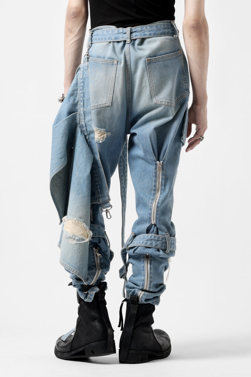 画像をギャラリービューアに読み込む, N/07 SEDITIOUS BONDAGE TROUSERS / CRUSHED BLEACH DENIM (INDIGO)