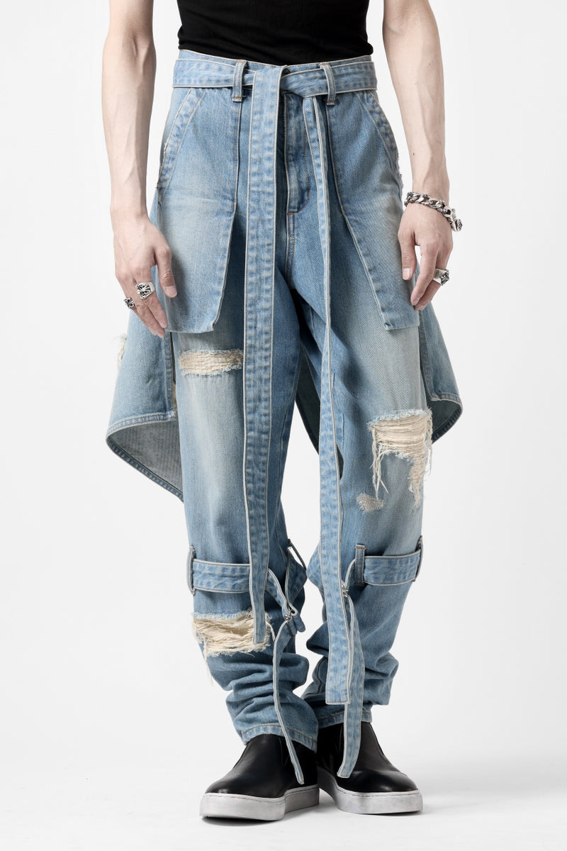 N/07 SEDITIOUS BONDAGE TROUSERS エヌゼロナナ N/07 SEDITIOUS BONDAGE TROUSERS / CRUSHED BLEACH DENIM (INDIGO)の