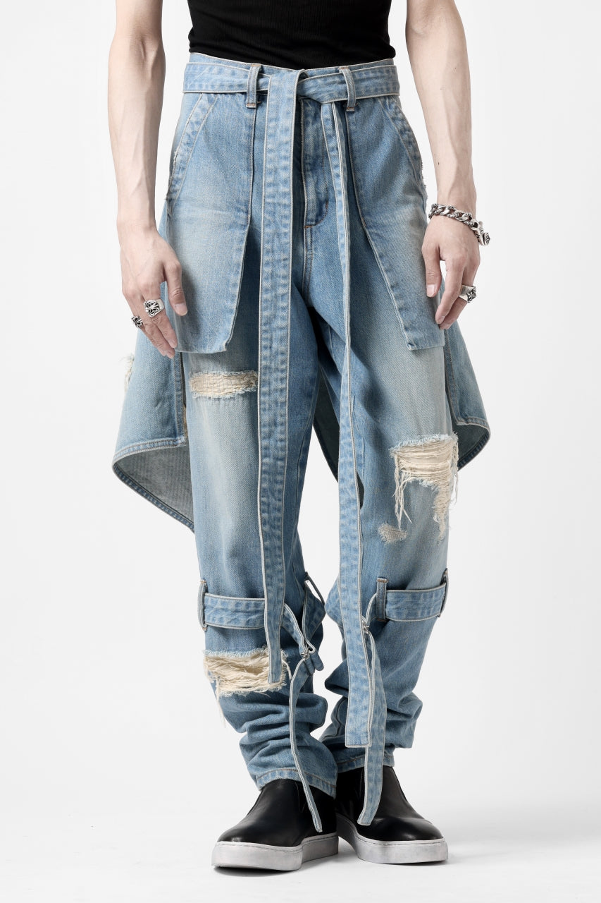 画像をギャラリービューアに読み込む, N/07 SEDITIOUS BONDAGE TROUSERS / CRUSHED BLEACH DENIM (INDIGO)