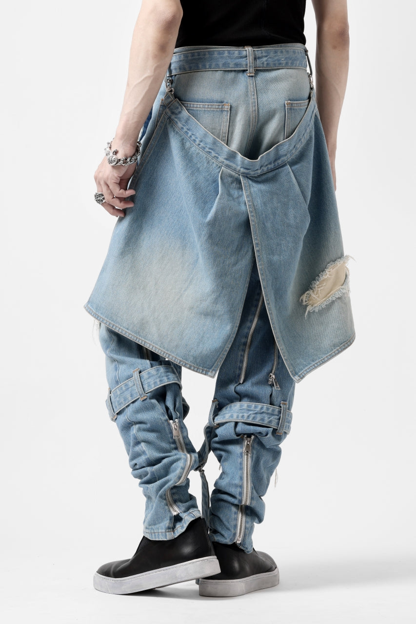 画像をギャラリービューアに読み込む, N/07 SEDITIOUS BONDAGE TROUSERS / CRUSHED BLEACH DENIM (INDIGO)