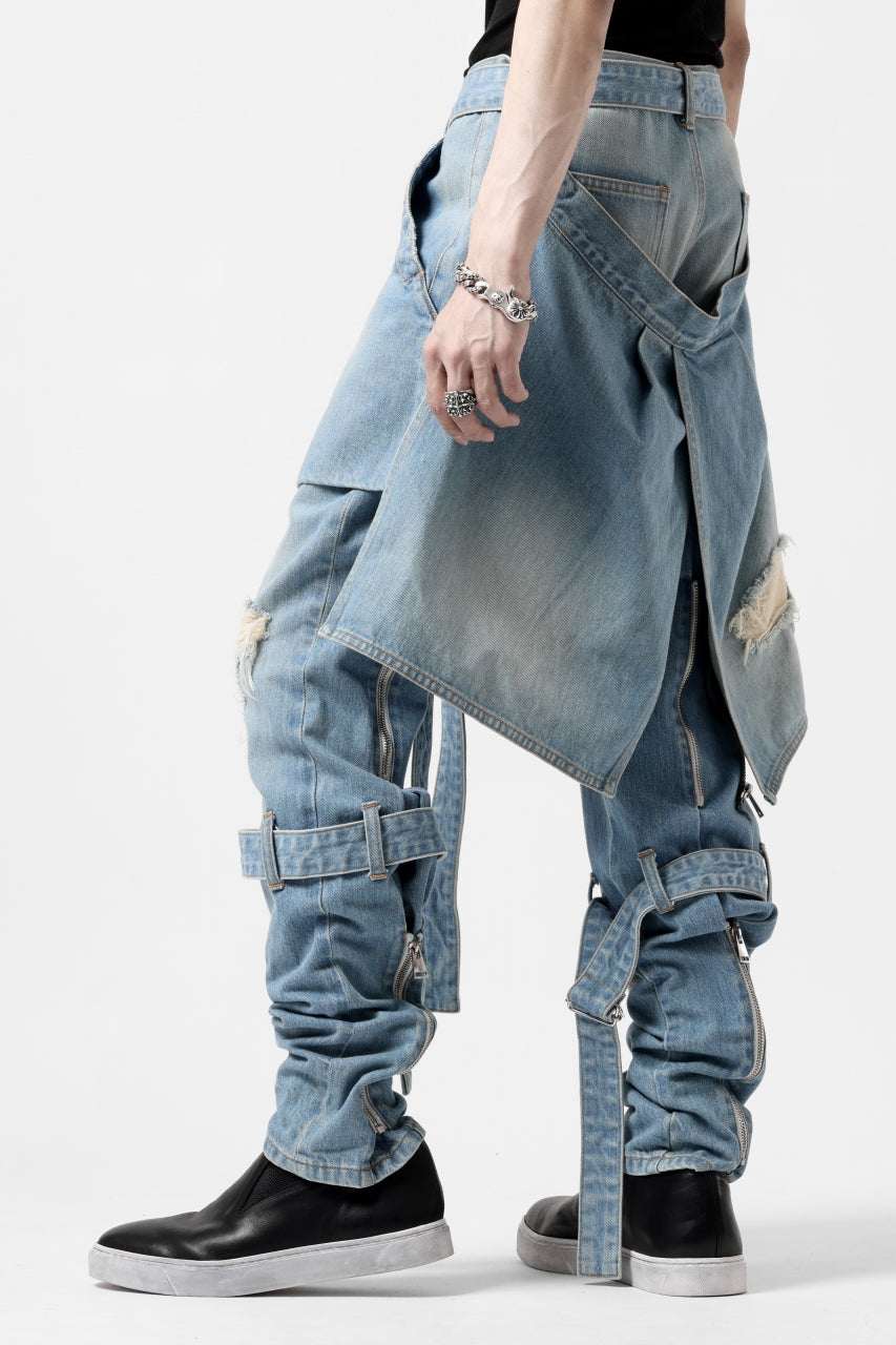画像をギャラリービューアに読み込む, N/07 SEDITIOUS BONDAGE TROUSERS / CRUSHED BLEACH DENIM (INDIGO)