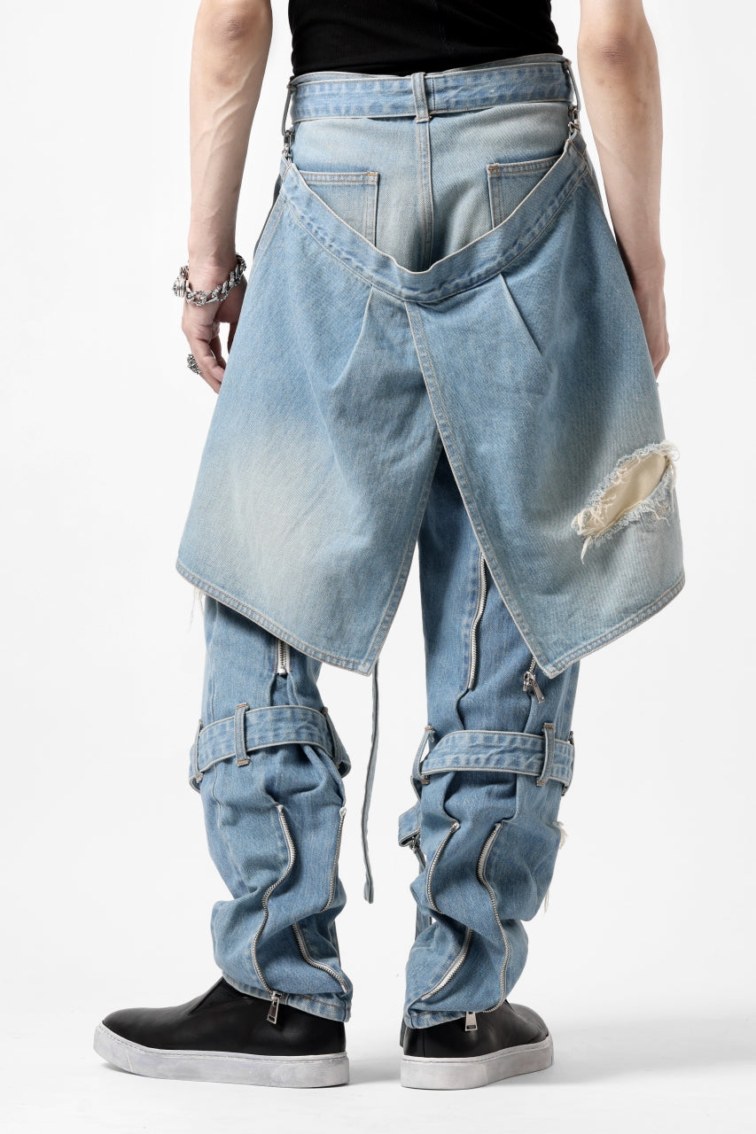 画像をギャラリービューアに読み込む, N/07 SEDITIOUS BONDAGE TROUSERS / CRUSHED BLEACH DENIM (INDIGO)