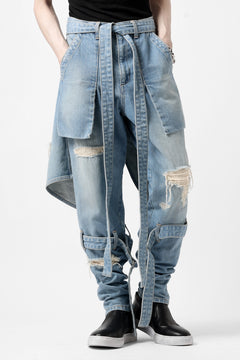 画像をギャラリービューアに読み込む, N/07 SEDITIOUS BONDAGE TROUSERS / CRUSHED BLEACH DENIM (INDIGO)