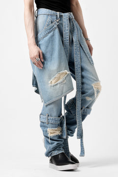 画像をギャラリービューアに読み込む, N/07 SEDITIOUS BONDAGE TROUSERS / CRUSHED BLEACH DENIM (INDIGO)