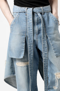 画像をギャラリービューアに読み込む, N/07 SEDITIOUS BONDAGE TROUSERS / CRUSHED BLEACH DENIM (INDIGO)