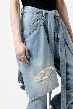 画像をギャラリービューアに読み込む, N/07 SEDITIOUS BONDAGE TROUSERS / CRUSHED BLEACH DENIM (INDIGO)