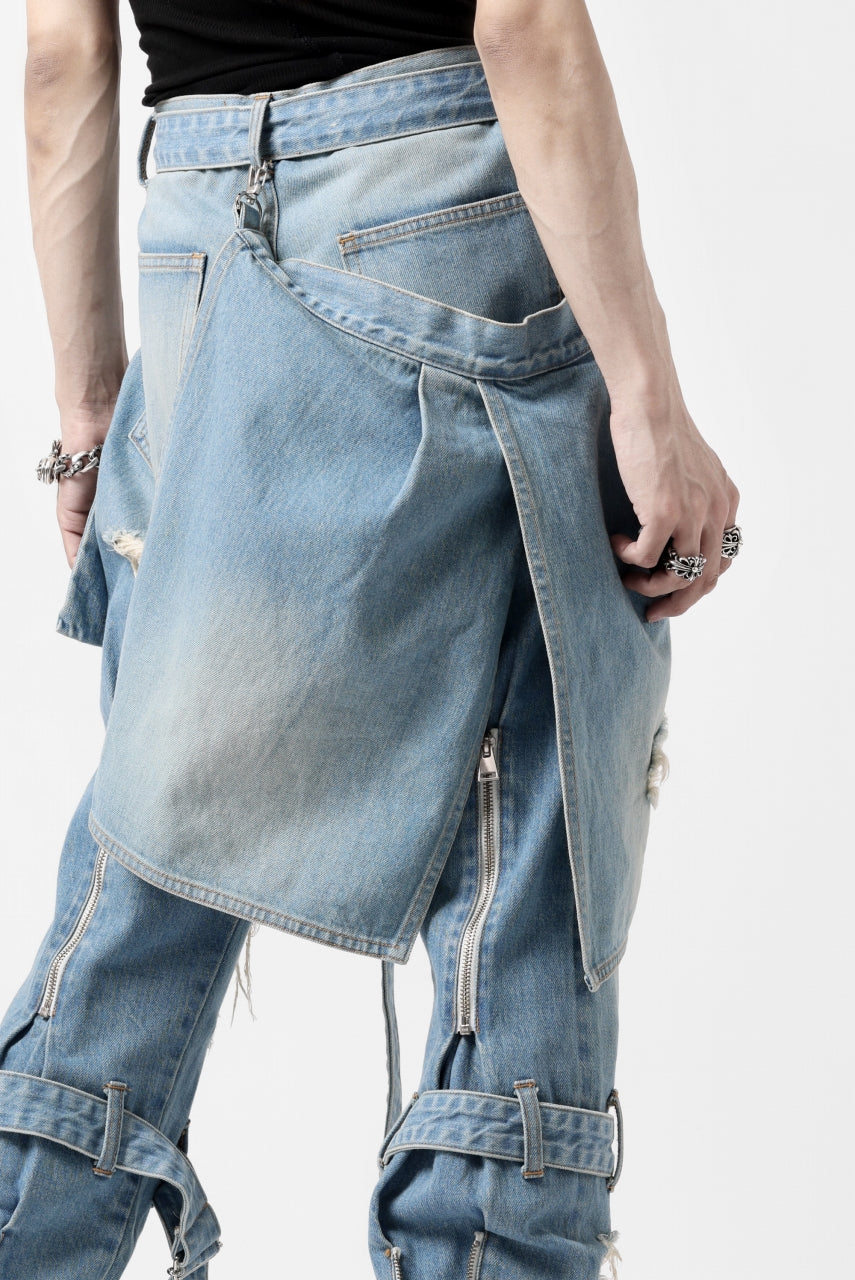 画像をギャラリービューアに読み込む, N/07 SEDITIOUS BONDAGE TROUSERS / CRUSHED BLEACH DENIM (INDIGO)