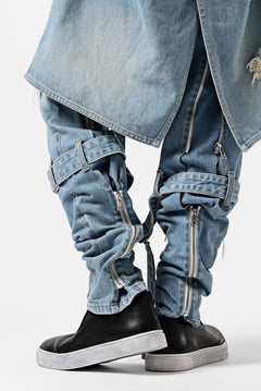 画像をギャラリービューアに読み込む, N/07 SEDITIOUS BONDAGE TROUSERS / CRUSHED BLEACH DENIM (INDIGO)