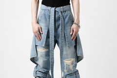 画像をギャラリービューアに読み込む, N/07 SEDITIOUS BONDAGE TROUSERS / CRUSHED BLEACH DENIM (INDIGO)