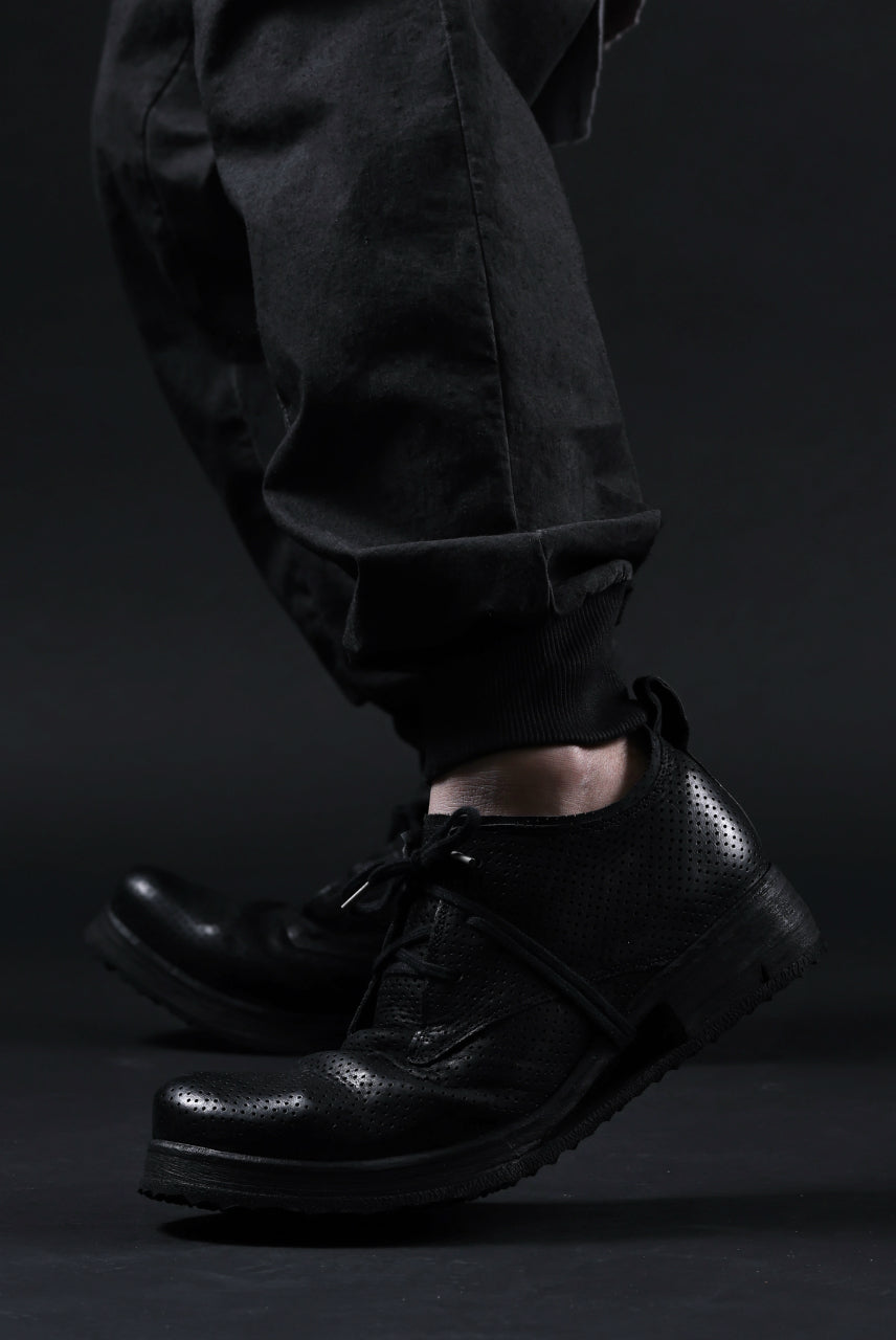 画像をギャラリービューアに読み込む, BORIS BIDJAN SABERI HORSE PUNCHING LEATHER DERBY SHOES / WASHED & HAND-TREATED "SHOE1-SIN" (BLACK)