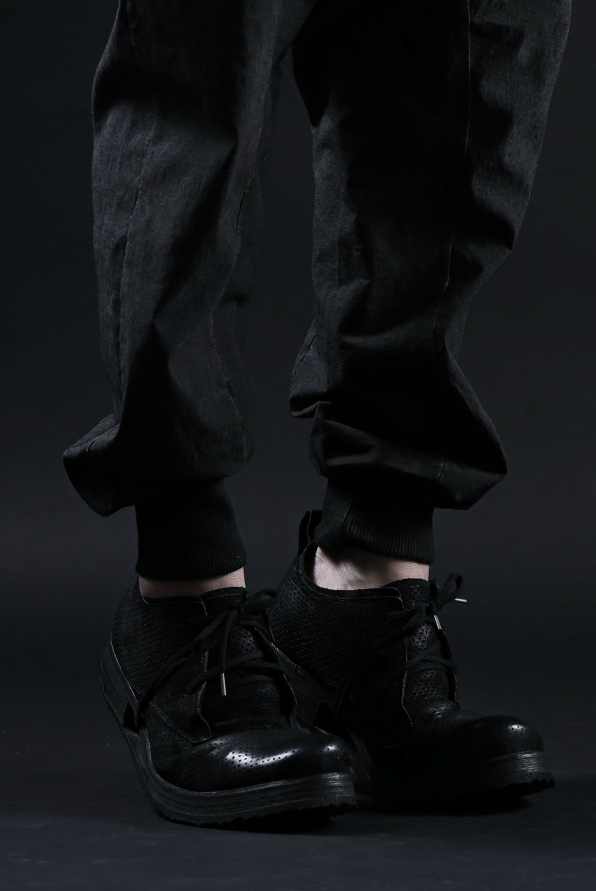 画像をギャラリービューアに読み込む, BORIS BIDJAN SABERI HORSE PUNCHING LEATHER DERBY SHOES / WASHED & HAND-TREATED "SHOE1-SIN" (BLACK)