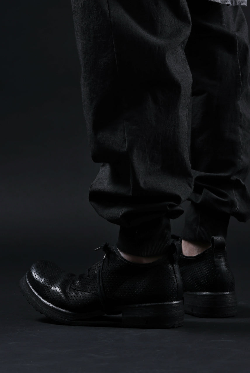 画像をギャラリービューアに読み込む, BORIS BIDJAN SABERI HORSE PUNCHING LEATHER DERBY SHOES / WASHED & HAND-TREATED "SHOE1-SIN" (BLACK)
