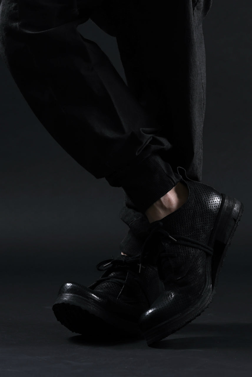 画像をギャラリービューアに読み込む, BORIS BIDJAN SABERI HORSE PUNCHING LEATHER DERBY SHOES / WASHED & HAND-TREATED "SHOE1-SIN" (BLACK)