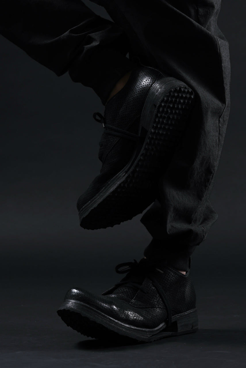 画像をギャラリービューアに読み込む, BORIS BIDJAN SABERI HORSE PUNCHING LEATHER DERBY SHOES / WASHED & HAND-TREATED "SHOE1-SIN" (BLACK)
