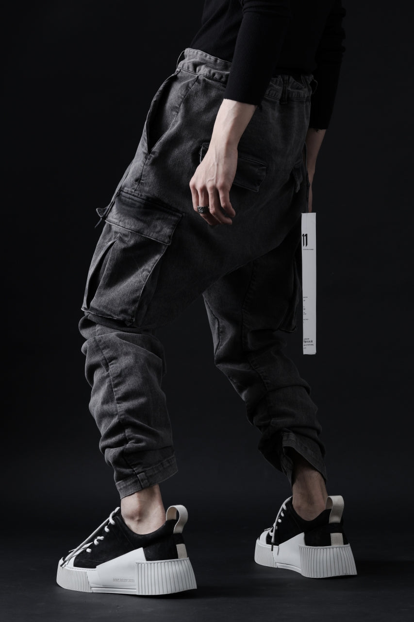 画像をギャラリービューアに読み込む, 11 BY BORIS BIDJAN SABERI CARGO POCKET PANTS / ACID OBJECT DYED "P21B-F-1481" (ACID GREY)