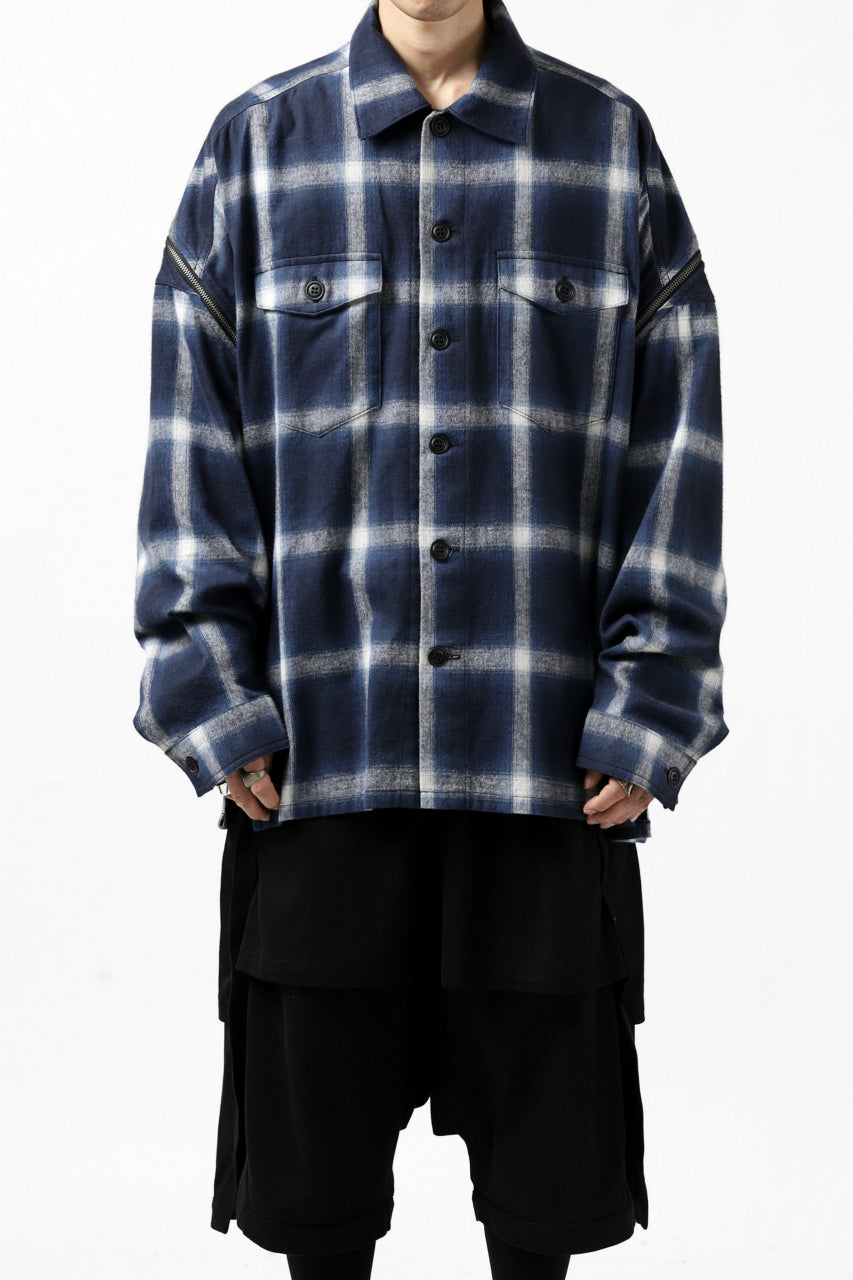 画像をギャラリービューアに読み込む, FACETASM CHECK ZIPPER SHIRT (BLUE)
