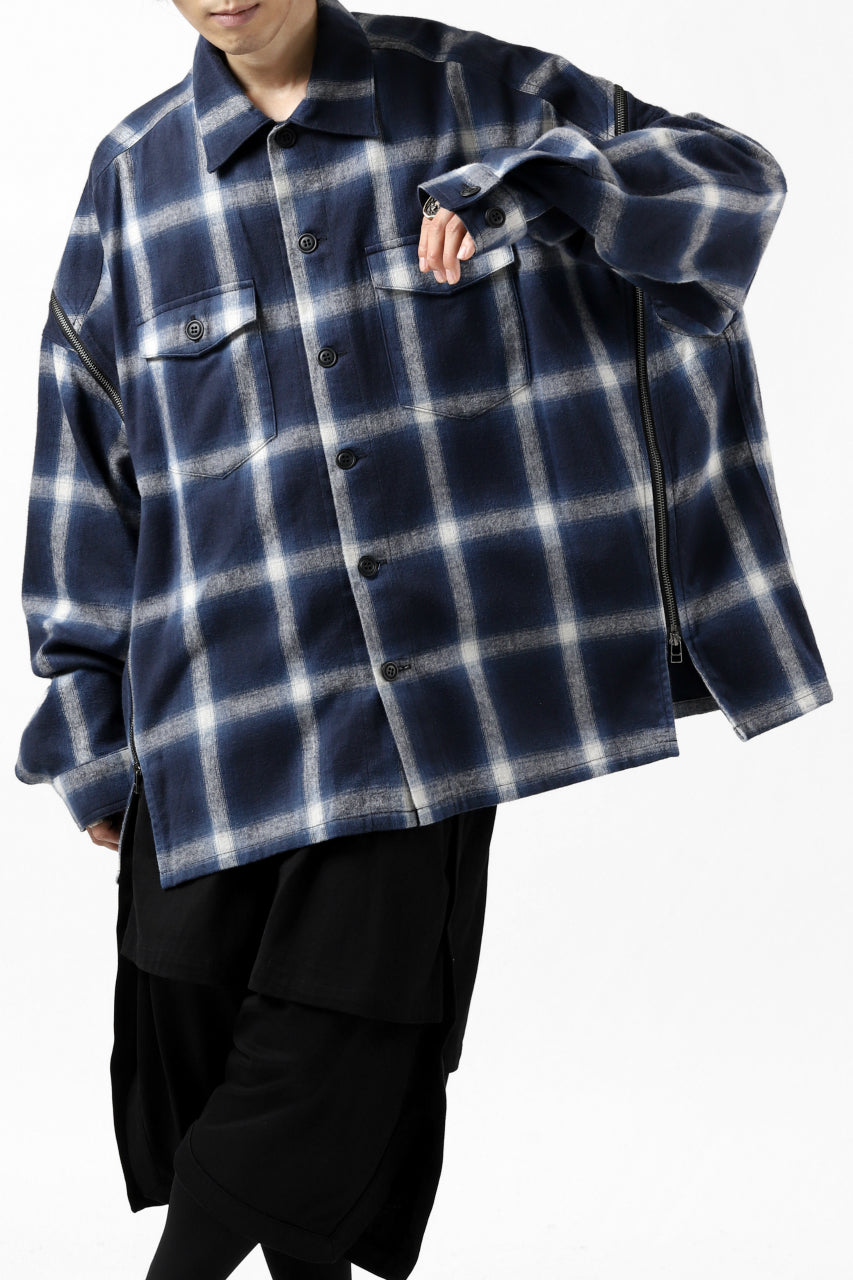 画像をギャラリービューアに読み込む, FACETASM CHECK ZIPPER SHIRT (BLUE)