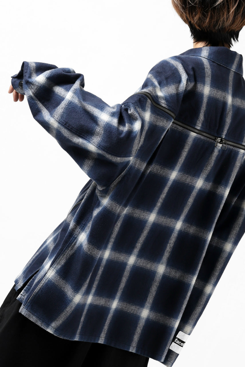 画像をギャラリービューアに読み込む, FACETASM CHECK ZIPPER SHIRT (BLUE)