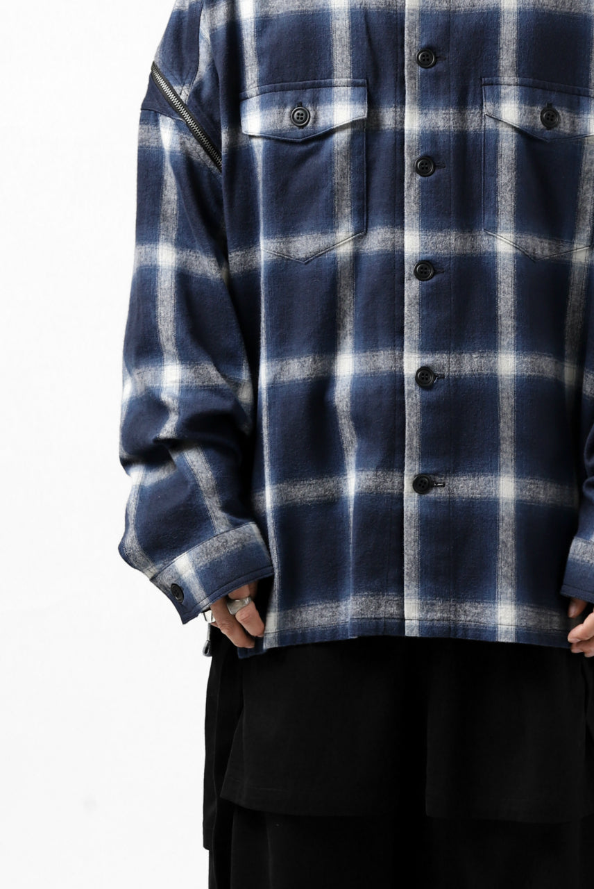 画像をギャラリービューアに読み込む, FACETASM CHECK ZIPPER SHIRT (BLUE)