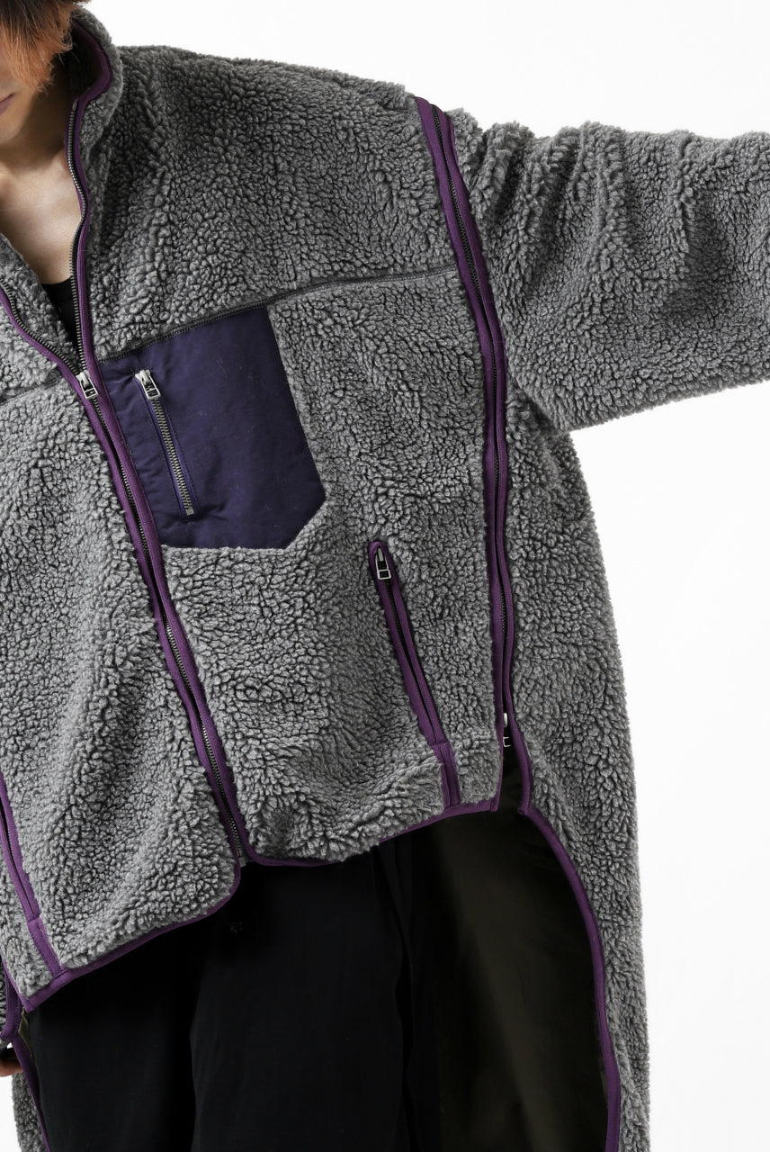 画像をギャラリービューアに読み込む, FACETASM HIGH-LOW ZIPPER FLEECE JACKET (GREY)