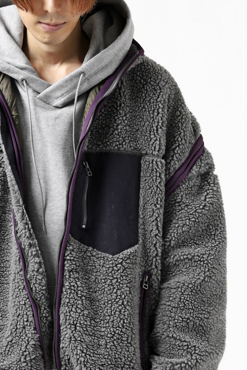 画像をギャラリービューアに読み込む, FACETASM HIGH-LOW ZIPPER FLEECE JACKET (GREY)