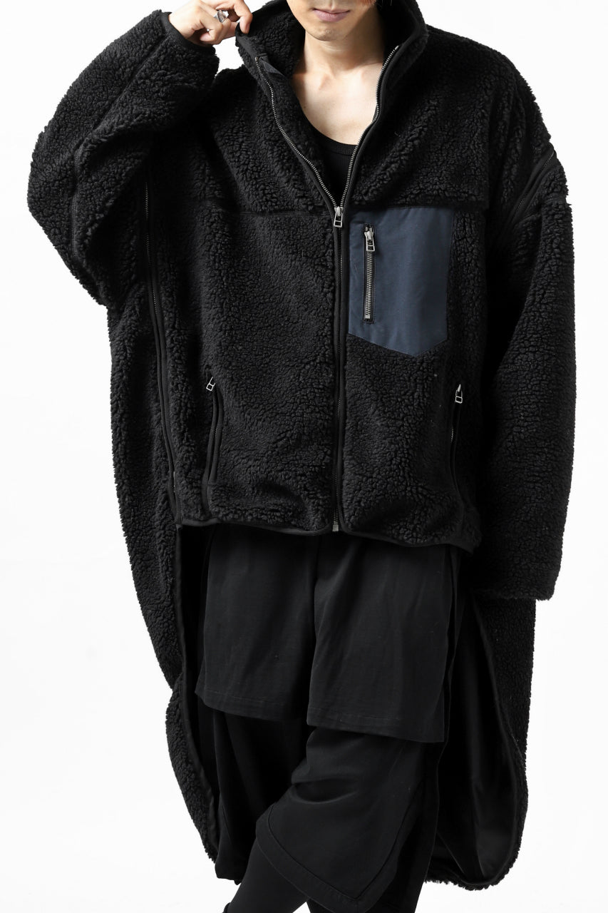 画像をギャラリービューアに読み込む, FACETASM HIGH-LOW ZIPPER FLEECE JACKET (BLACK)