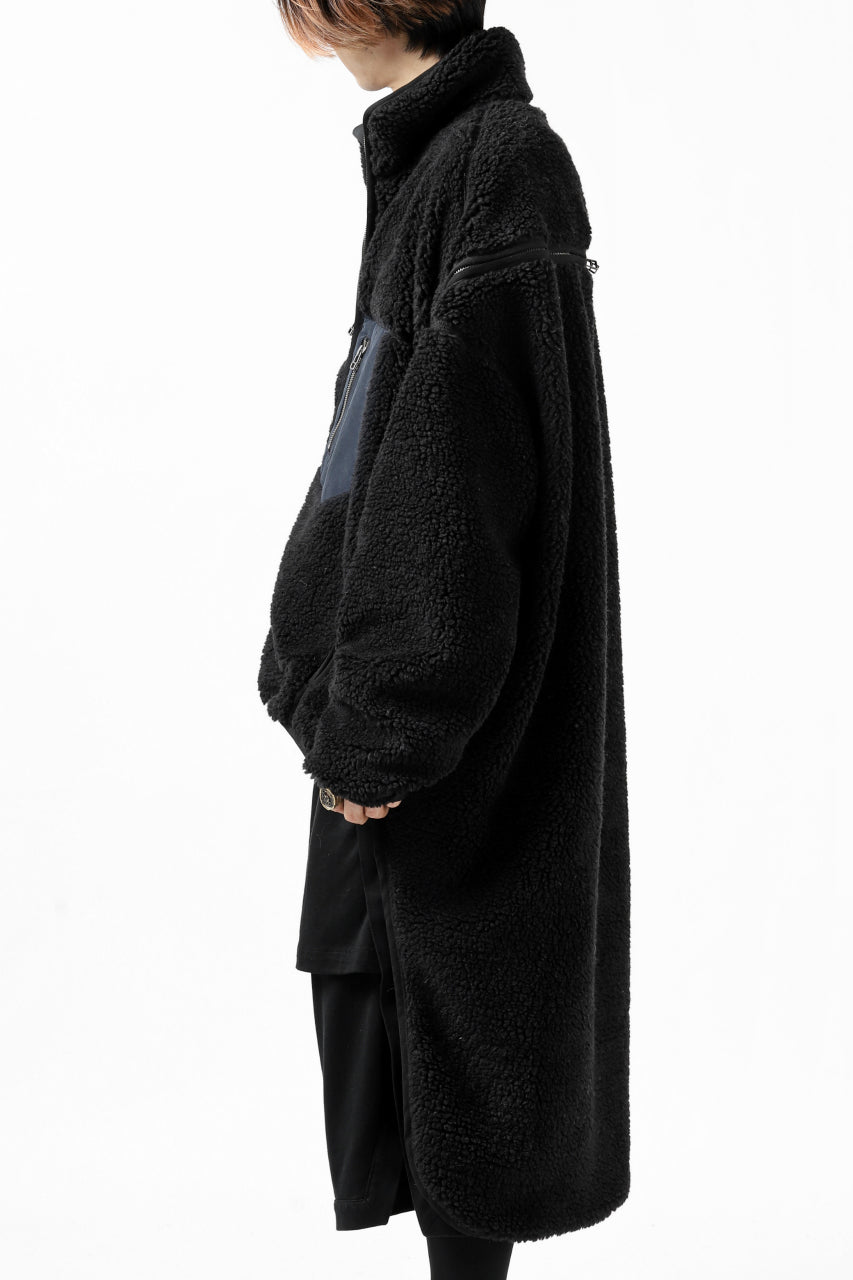 画像をギャラリービューアに読み込む, FACETASM HIGH-LOW ZIPPER FLEECE JACKET (BLACK)
