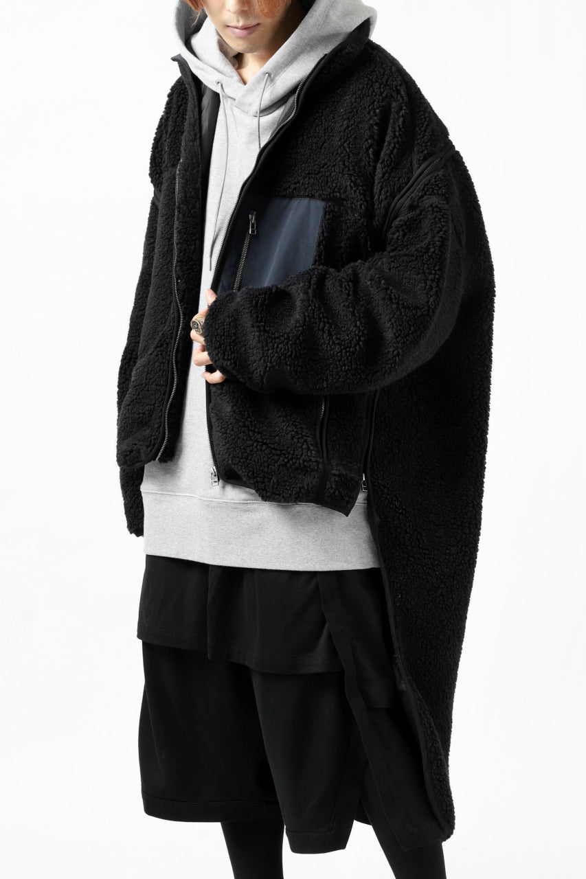 画像をギャラリービューアに読み込む, FACETASM HIGH-LOW ZIPPER FLEECE JACKET (BLACK)