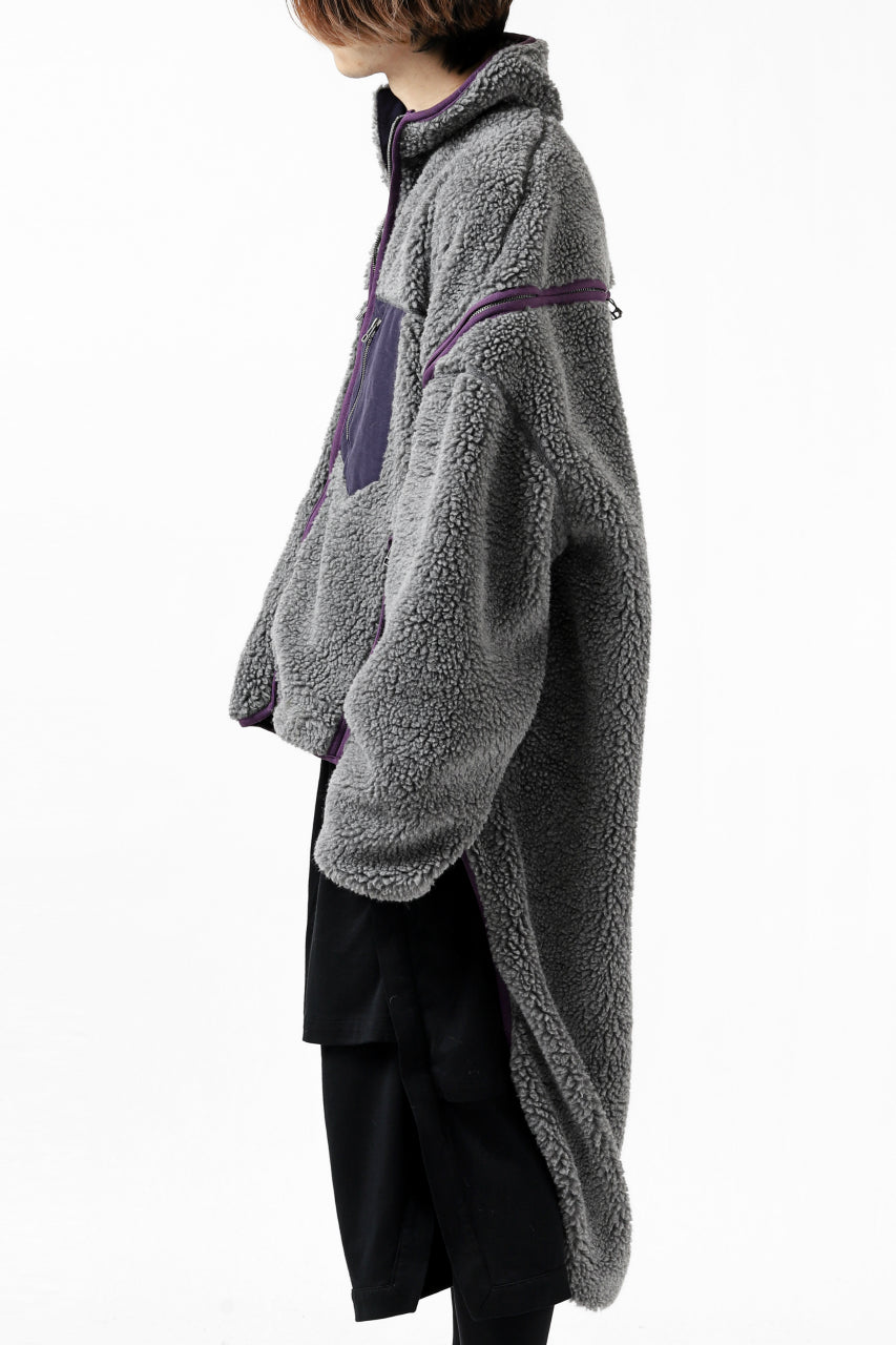 画像をギャラリービューアに読み込む, FACETASM HIGH-LOW ZIPPER FLEECE JACKET (GREY)