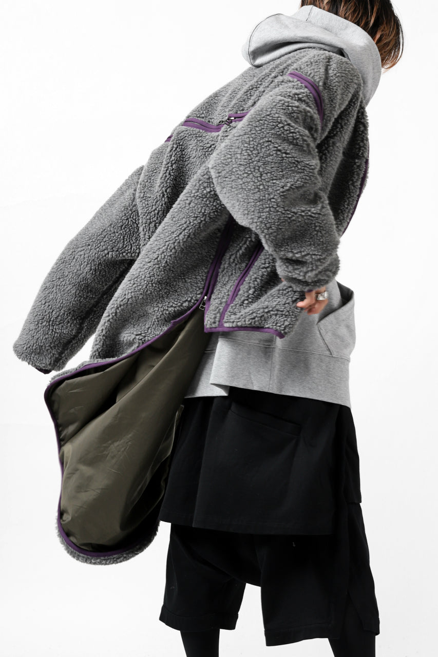 画像をギャラリービューアに読み込む, FACETASM HIGH-LOW ZIPPER FLEECE JACKET (GREY)