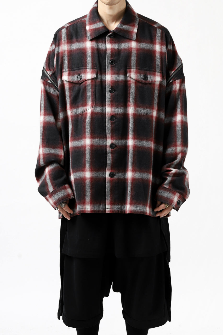 画像をギャラリービューアに読み込む, FACETASM CHECK ZIPPER SHIRT (RED)