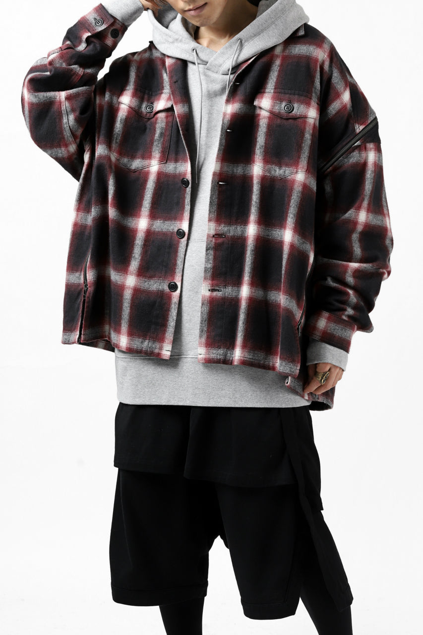 画像をギャラリービューアに読み込む, FACETASM CHECK ZIPPER SHIRT (RED)