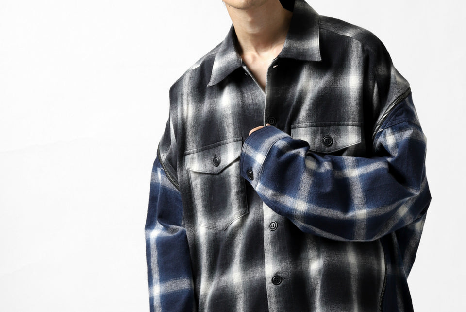 画像をギャラリービューアに読み込む, FACETASM CHECK ZIPPER SHIRT (BLUE)