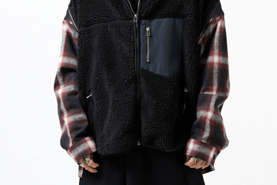 画像をギャラリービューアに読み込む, FACETASM HIGH-LOW ZIPPER FLEECE JACKET (BLACK)