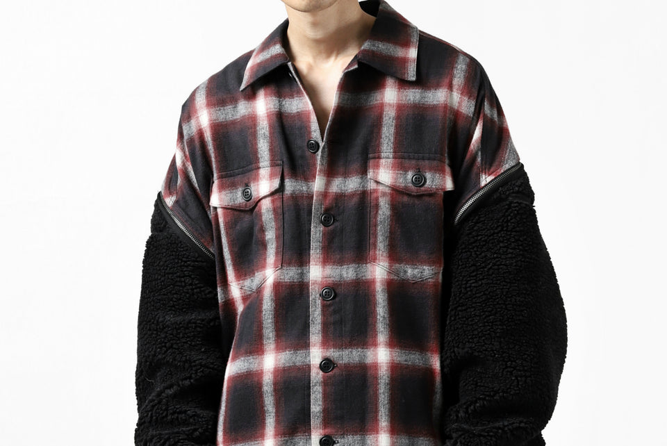 画像をギャラリービューアに読み込む, FACETASM CHECK ZIPPER SHIRT (RED)
