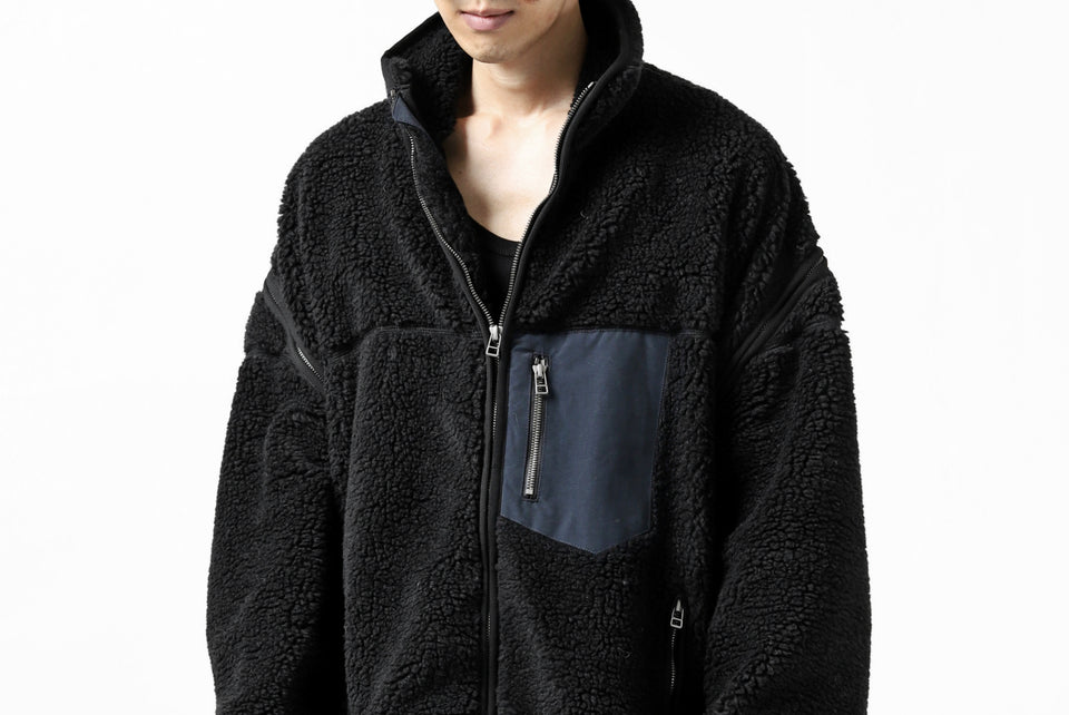 画像をギャラリービューアに読み込む, FACETASM HIGH-LOW ZIPPER FLEECE JACKET (BLACK)