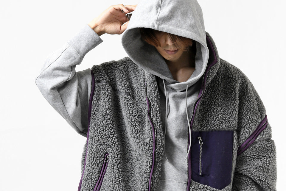 画像をギャラリービューアに読み込む, FACETASM HIGH-LOW ZIPPER FLEECE JACKET (GREY)