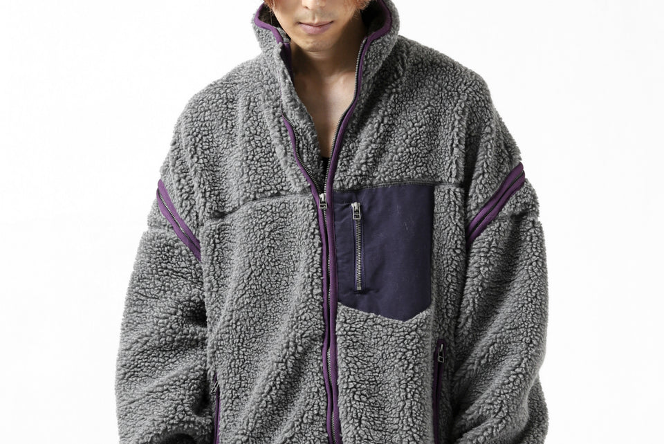 画像をギャラリービューアに読み込む, FACETASM HIGH-LOW ZIPPER FLEECE JACKET (GREY)