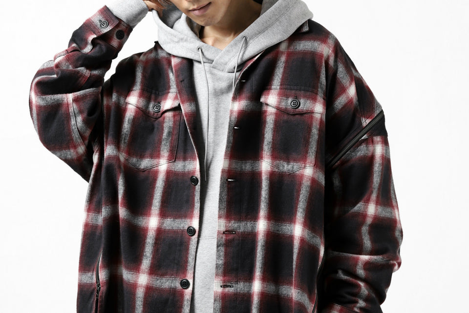 画像をギャラリービューアに読み込む, FACETASM CHECK ZIPPER SHIRT (RED)