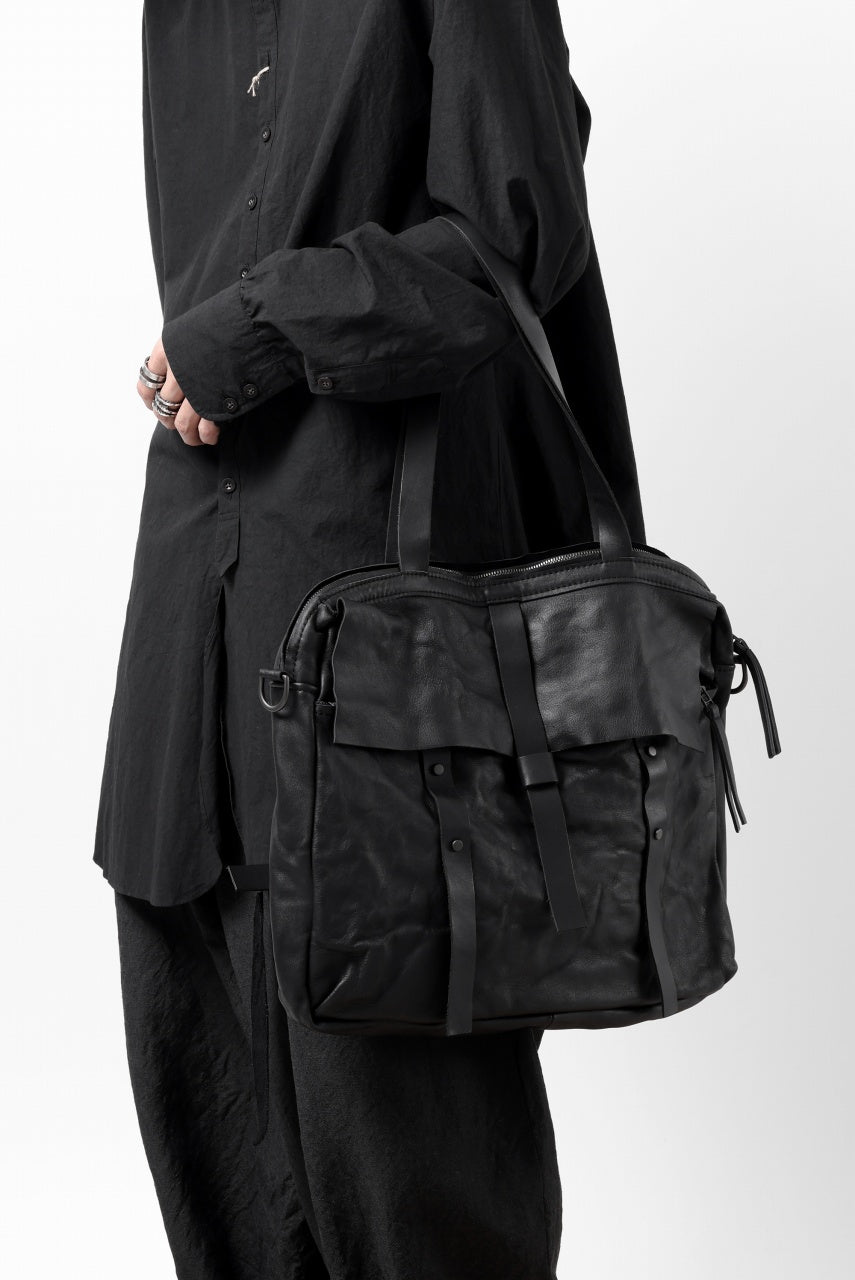 画像をギャラリービューアに読み込む, PAL OFFNER 2WAY FLAP BAG LARGE / CALF LEATHER (BLACK)