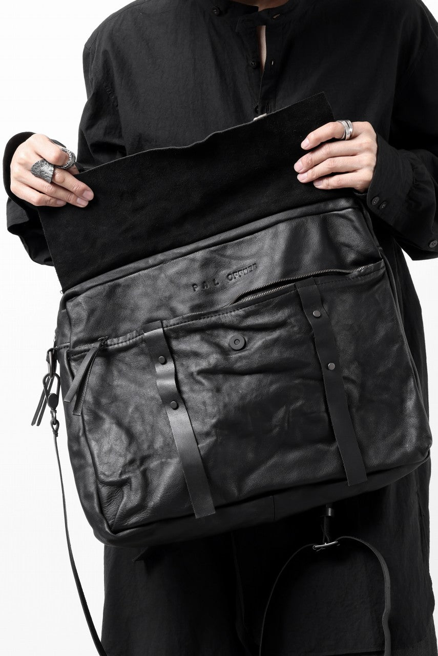 画像をギャラリービューアに読み込む, PAL OFFNER 2WAY FLAP BAG LARGE / CALF LEATHER (BLACK)