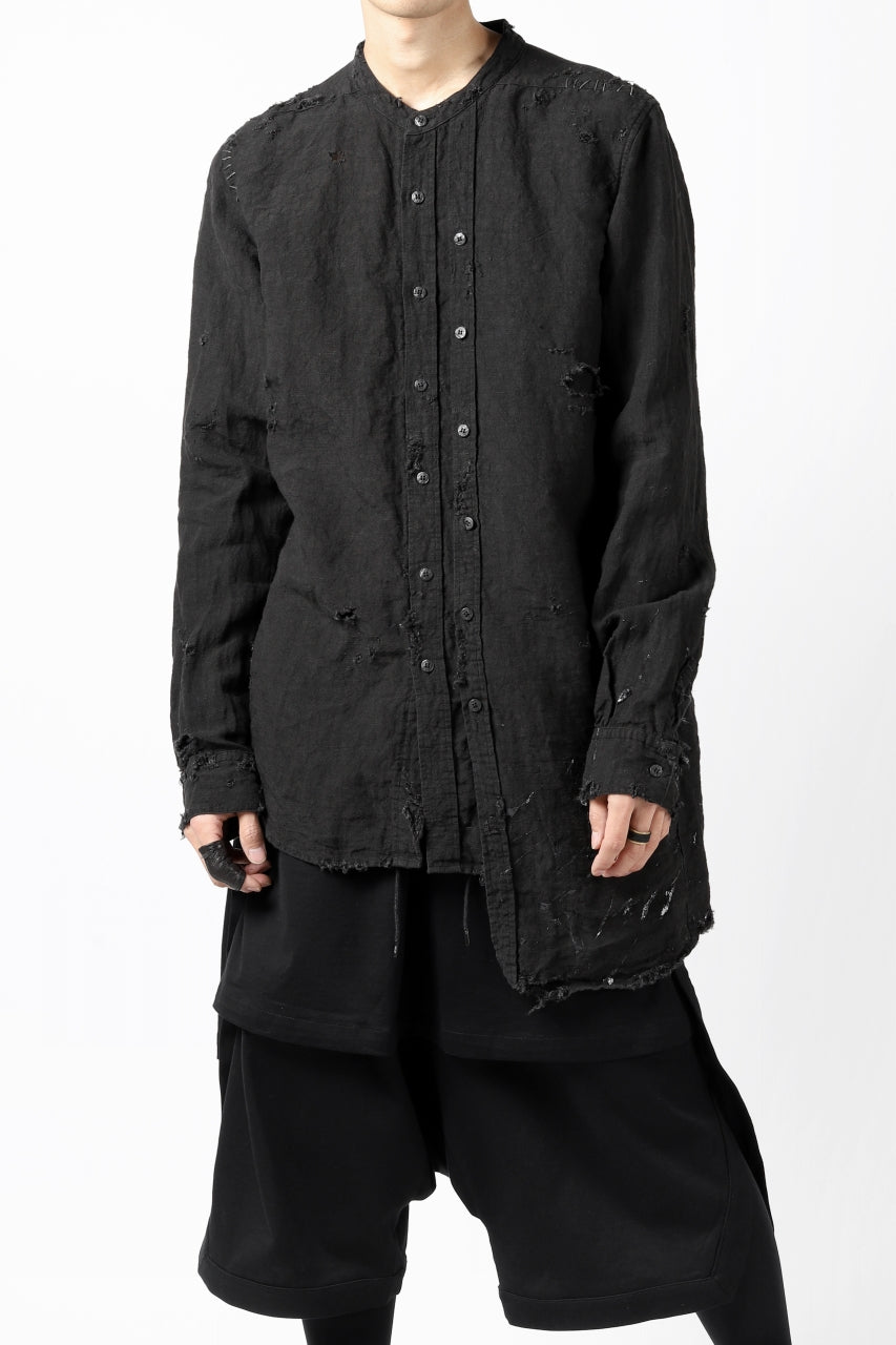 画像をギャラリービューアに読み込む, RESURRECTION x LOOM Re-production ASYMMETRY LINEN SHIRT (BLACK)