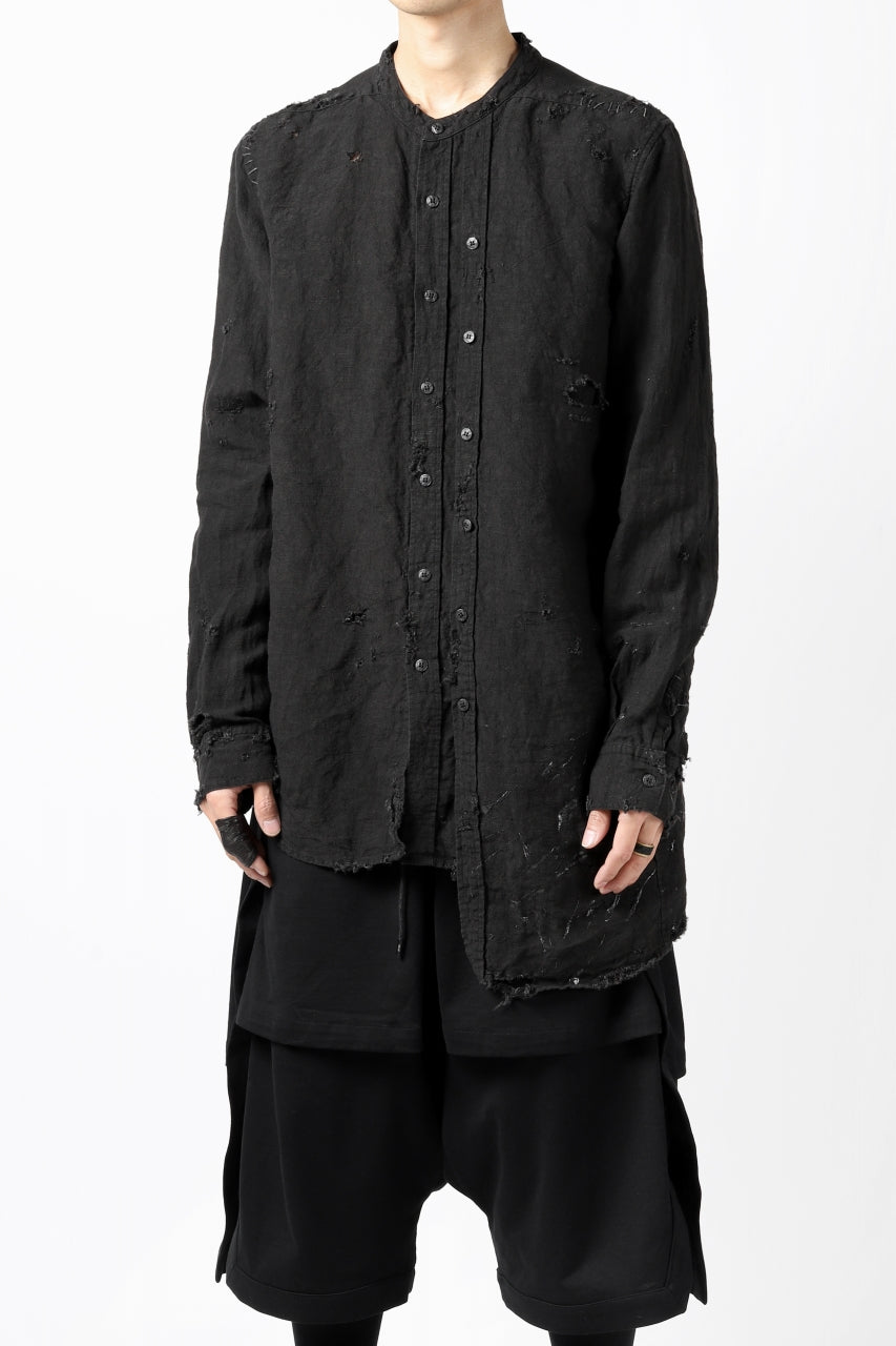 画像をギャラリービューアに読み込む, RESURRECTION x LOOM Re-production ASYMMETRY LINEN SHIRT (BLACK)