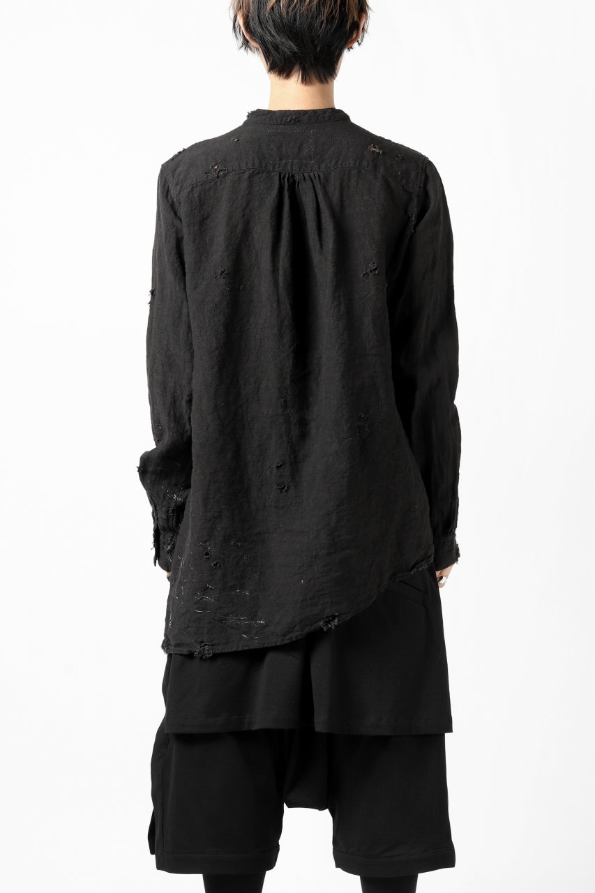 画像をギャラリービューアに読み込む, RESURRECTION x LOOM Re-production ASYMMETRY LINEN SHIRT (BLACK)