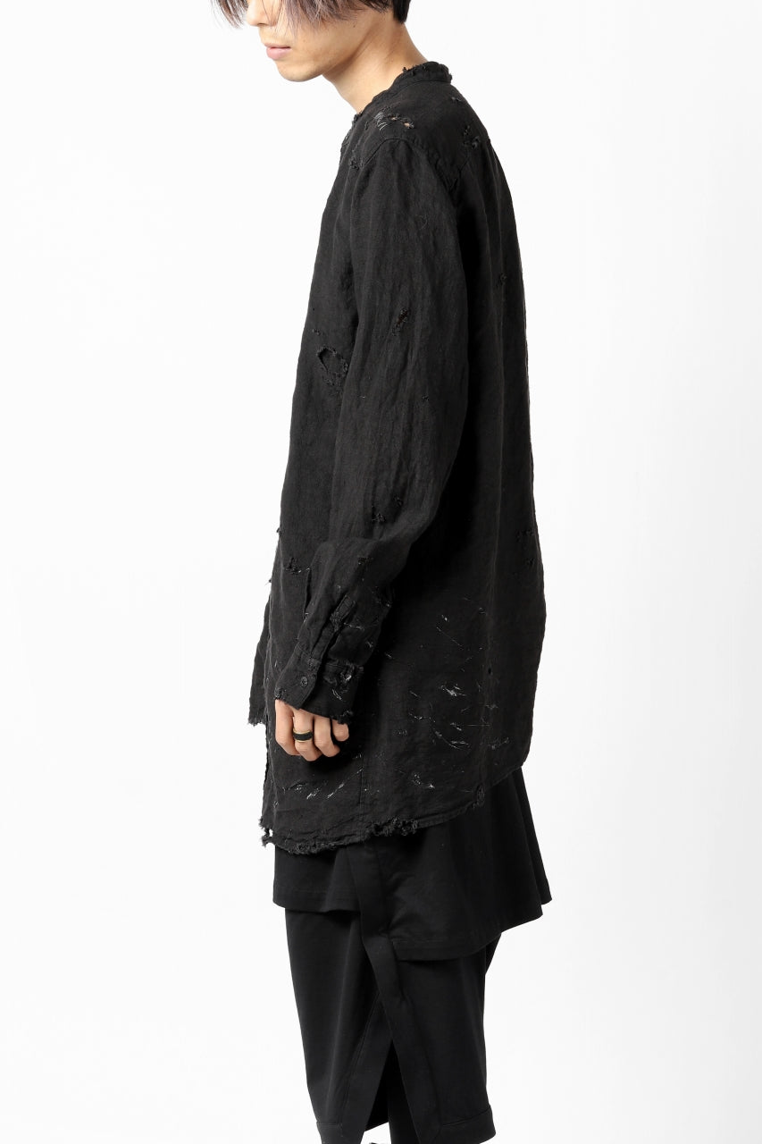 画像をギャラリービューアに読み込む, RESURRECTION x LOOM Re-production ASYMMETRY LINEN SHIRT (BLACK)